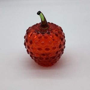 Rainbow art glass strawberry paperweight